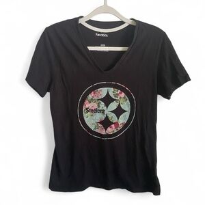 Fanatics Pittsburgh Steelers Floral Logo NFL Football V Neck Women’s Size Small